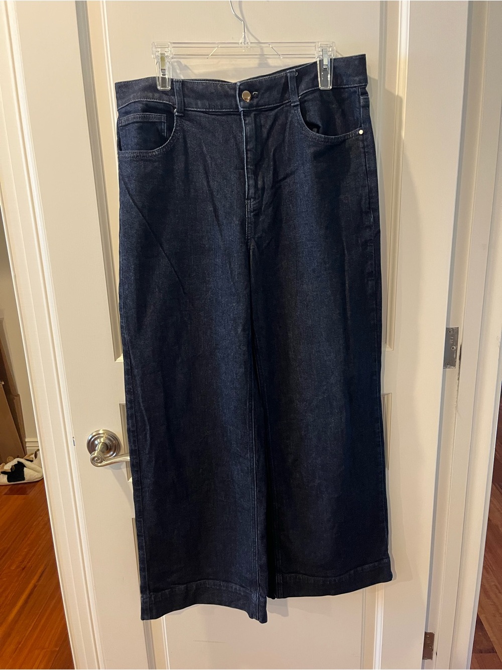 Talbots Dark Indigo Wide Leg Trouser Jeans Size 12